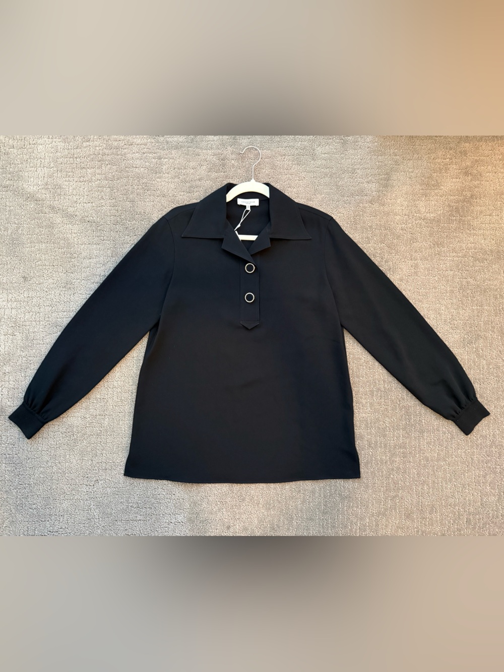 NWT Lafayette 148 Long Sleeve Black Shirt; Sz S; Black